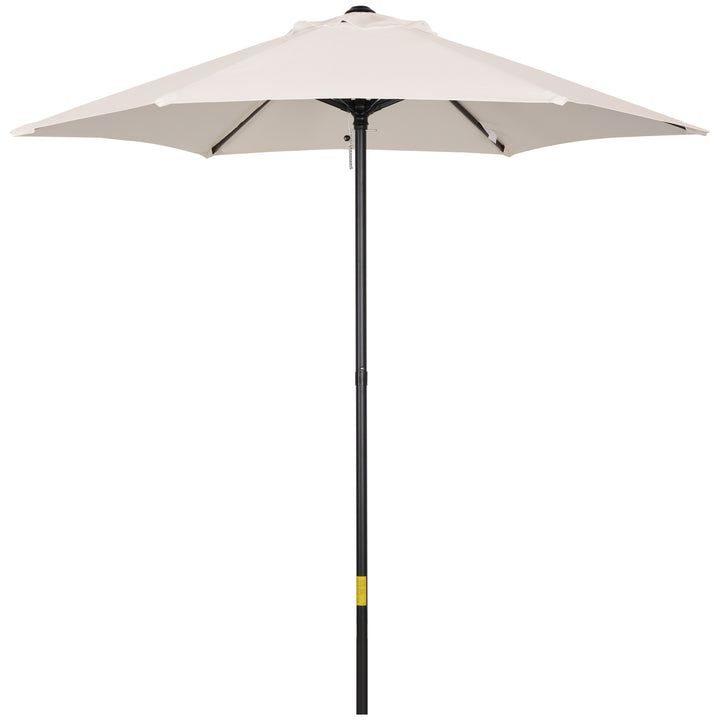 MCL 2m Garden Parasol Umbrella, Outdoor Sun Shade with 6 Sturdy Ribs for Balcony, Bench, Garden, Cream White