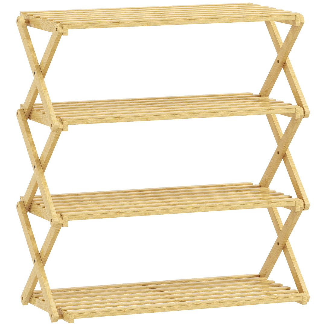 MCL 4-Tier Bamboo Shoe Rack, No Assembly - Natural