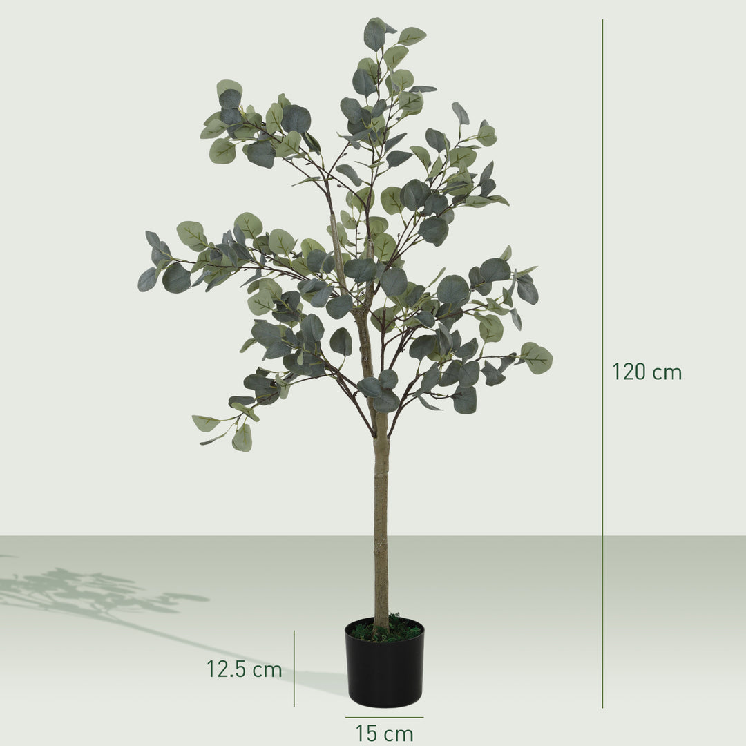 Set of 2 Decorative Artificial Tree, 4ft/ 120cm Silk Eucalyptus Trees with 230 Silver Dollar Leaves in Pot, Fake Plants for Home, Office, Living Room, Indoor Decor