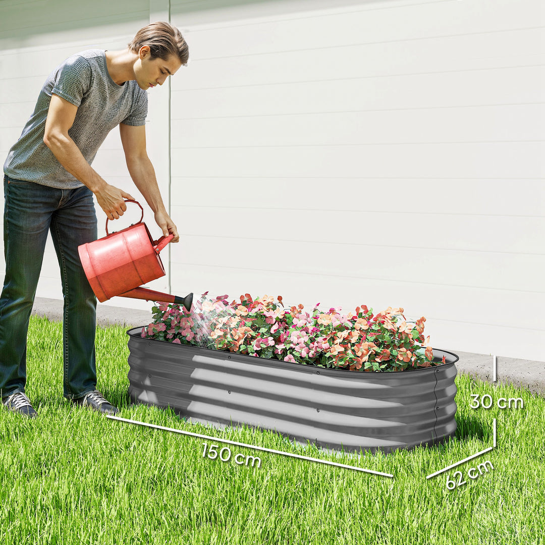 Galvanised Raised Garden Bed, Metal Planter Box with Safety Edging, fo