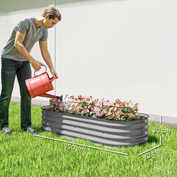 Galvanised Raised Garden Bed, Metal Planter Box with Safety Edging, fo