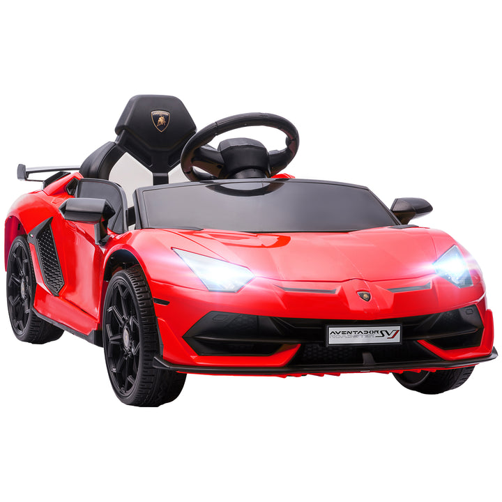 HOMCOM Lamborghini Licensed 12V Kids Electric Car w/ Butterfly Doors, Easy Transport Remote, Music, Horn, Suspension - Red | Aosom UK