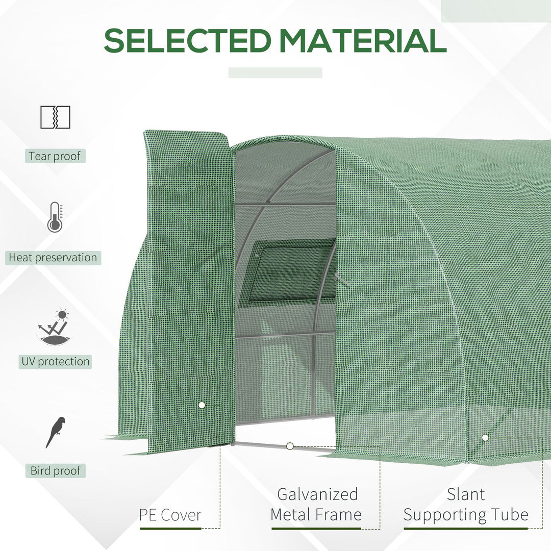 Reinforced Walk in Polytunnel Greenhouse, 4x3x2 m