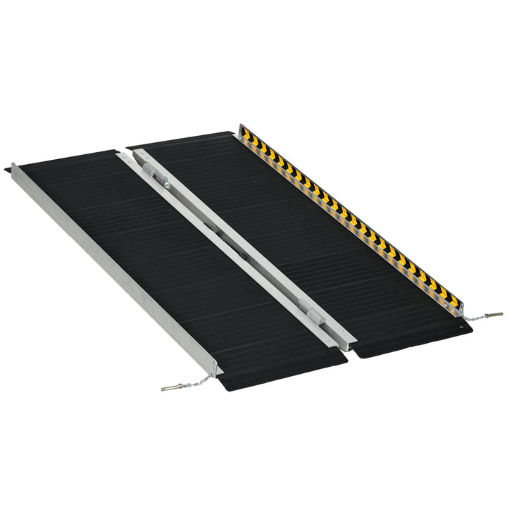 Wheelchair Ramp, 122L x 73Wcm, 272KG Capacity, Folding Aluminium Threshold Ramp with Non-Skid Surface, Transition Plates Above and Below for Home, Steps, Stairs, Curbs, Doorways