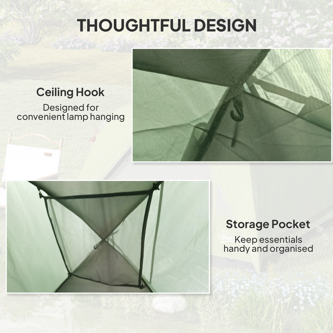 3-4 Person Camping Tent, Easy Set Up Waterproof Dome Tent with Sewn-in Groundsheet, Mesh Windows, Pocket and Hook for Camping, Hiking, Backpacking, Olive Green and Grey