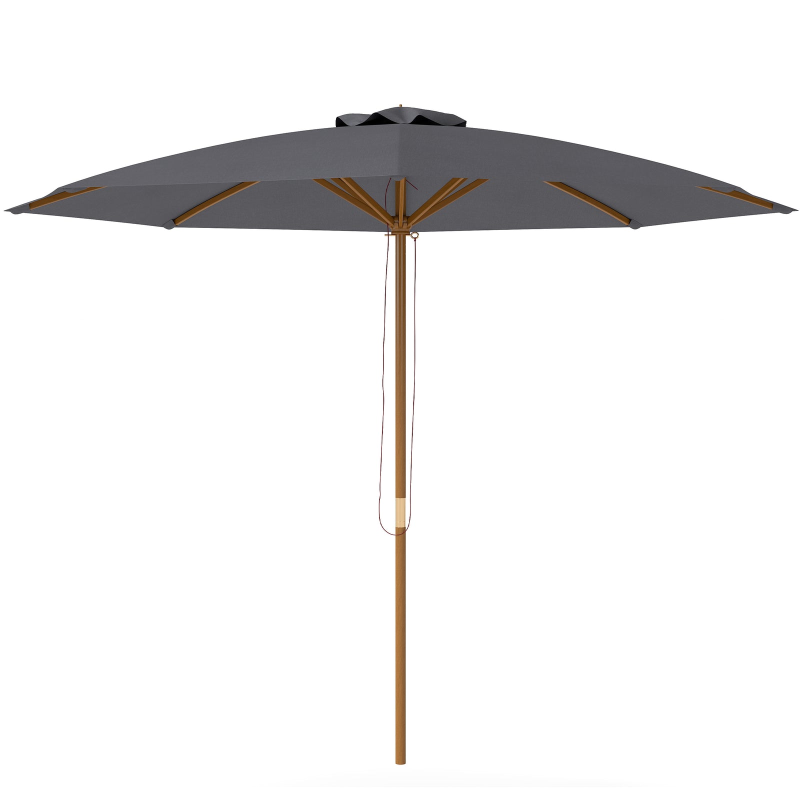 3m Wood Pole Parasol Umbrella - Grey