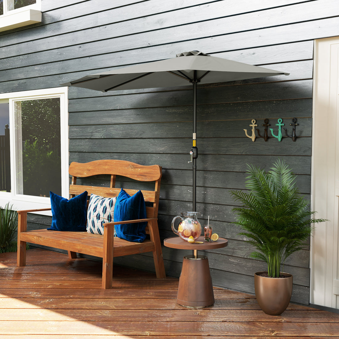 Half Round Parasol Umbrella - Light Grey