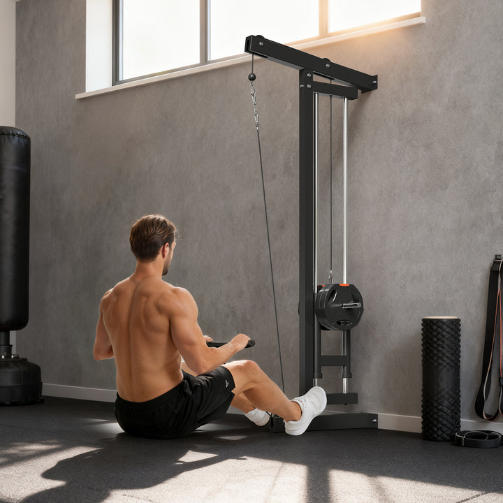 Wall Mounted Lat Pull Down Machine, Crossover Cable Machine with High & Low Pulleys for Home Gym Full Body Workout