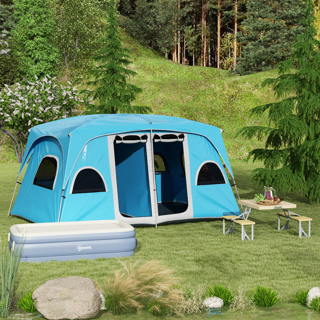 4-8 Person Camping Tent Family Tent with 2 Room, Mesh Windows, Easy Set Up for Backpacking, Hiking, Outdoor, Blue