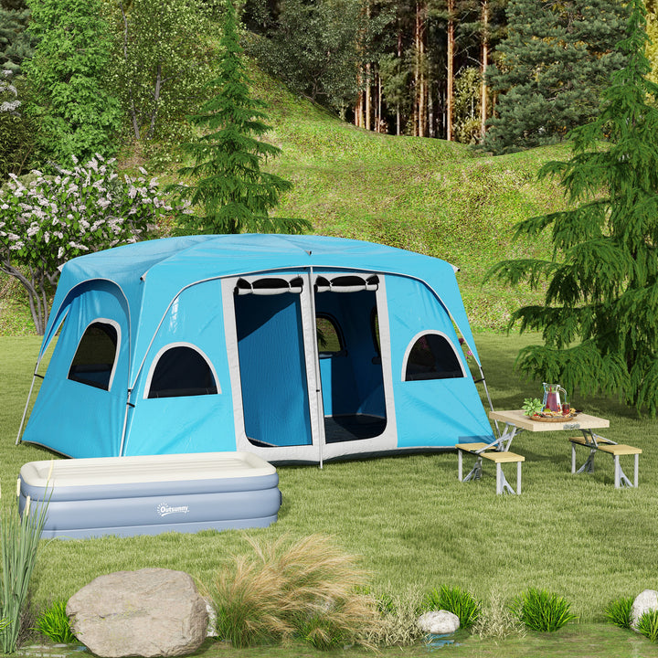 4-8 Person Camping Tent Family Tent with 2 Room, Mesh Windows, Easy Set Up for Backpacking, Hiking, Outdoor, Blue