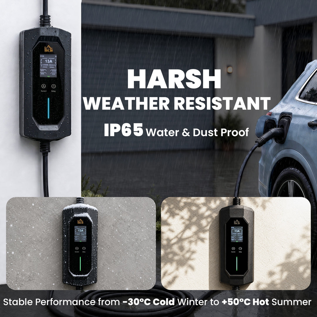 EV Charger Type 2 to 3 Pin Plug, 10 m, 2.8 kW, 6-13 A, Electric Car Ch