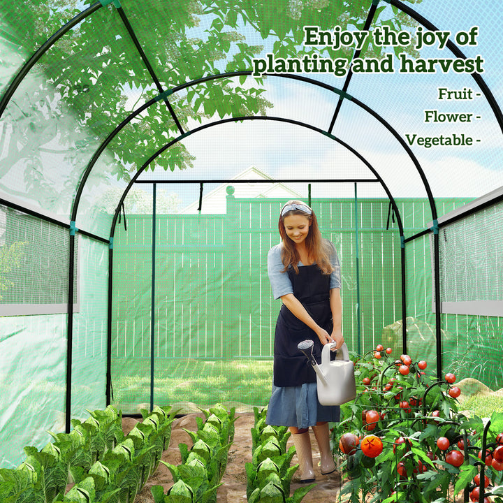 300 x 200cm Walk-In Polytunnel Greenhouse - Green