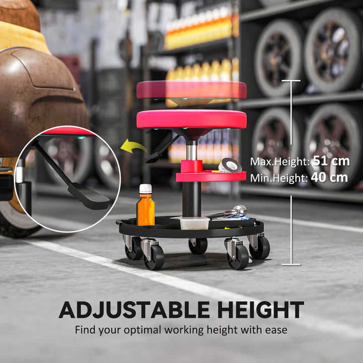 Rolling Mechanic Stool, 135kg Capacity Workshop Stool, 360° Swivel Rol