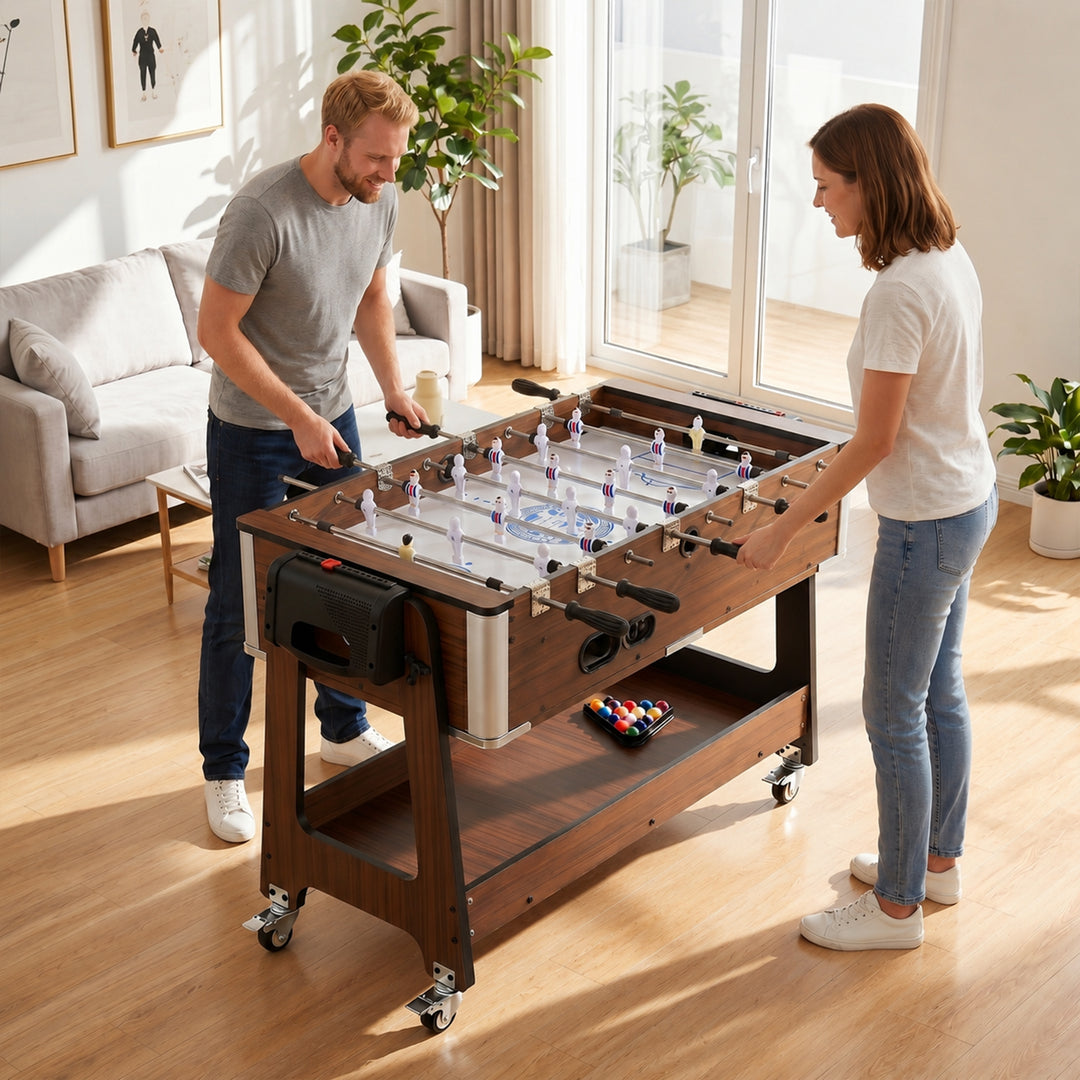 3 in 1 Multi Game Table, 3.4ft Reversible Air Hockey Pool Football Gam