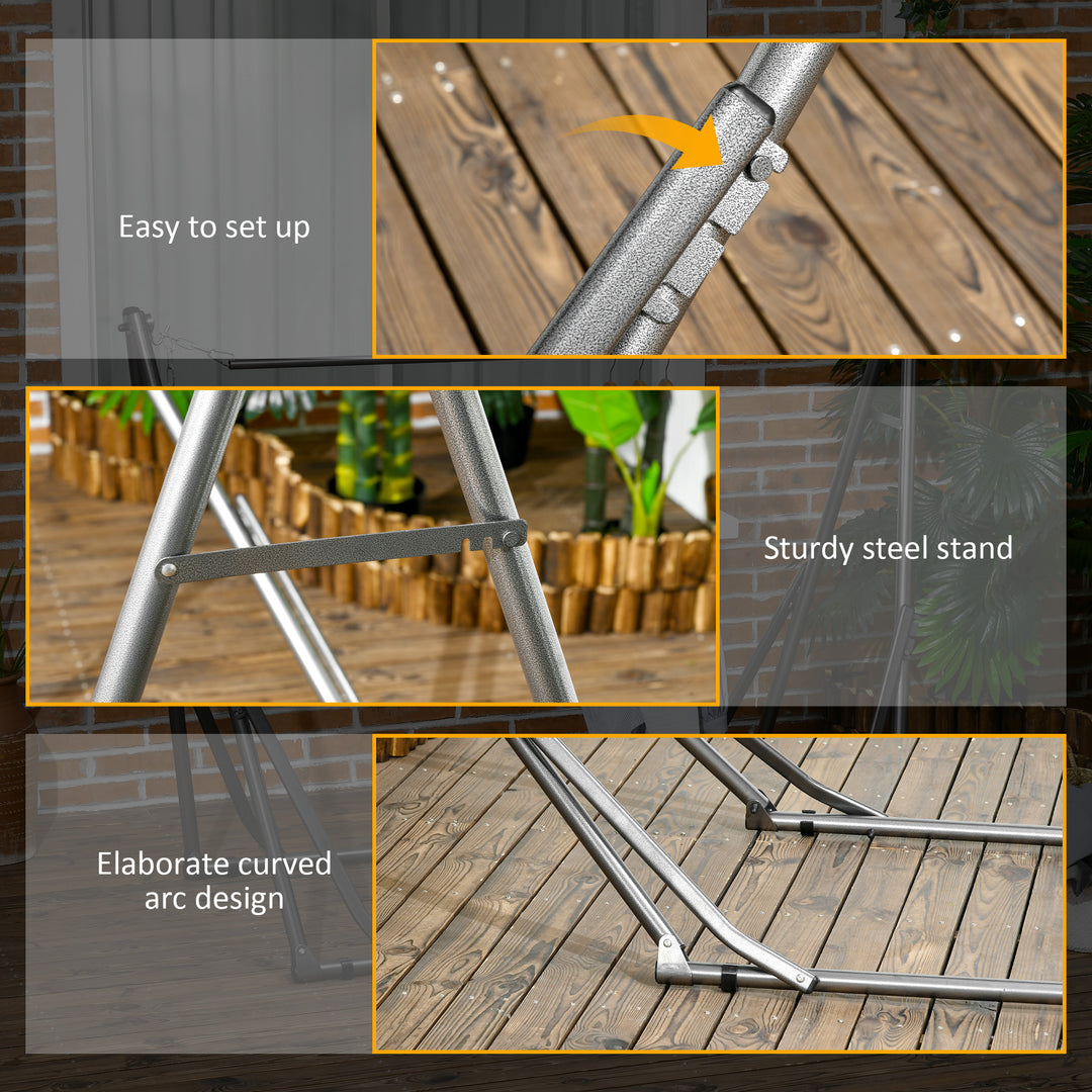 Foldable Hammock Stand, Portable Hammock with Metal Frame, 2 in 1 Hammock Net Stand, Clothes Drying Rack, Load Capacity 120kg, for Patio, Garden, Yard, Black