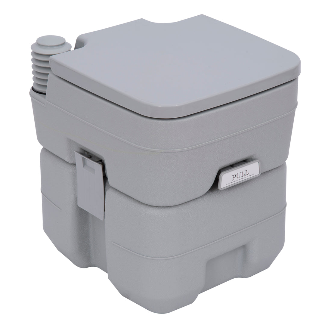 20L Portable Travel Mobile Toilet Outdoor Camping Handle WC with 2 Detachable Tanks & Push-button Operation, Grey