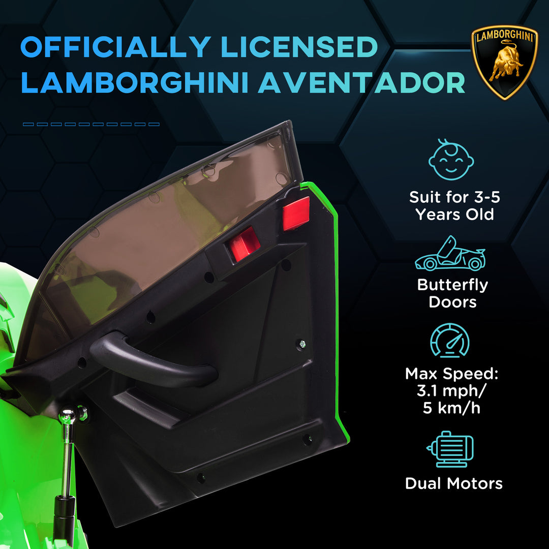 Lamborghini Licensed 12V kids Electric Car w/ Butterfly Doors, Remote, Music, Horn, Suspension - Green