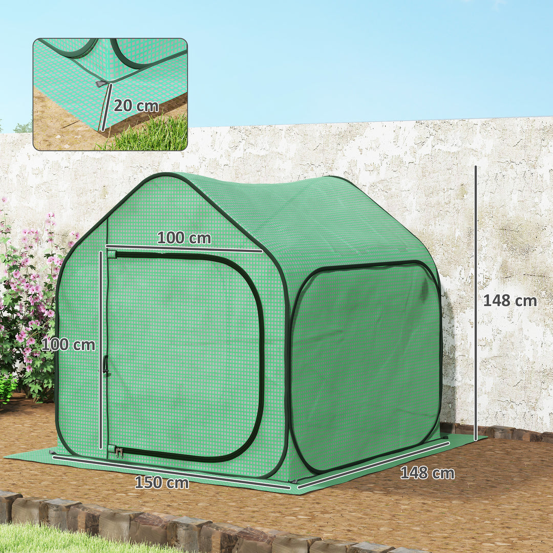 150 x 148cm Pop-Up Greenhouse - Green