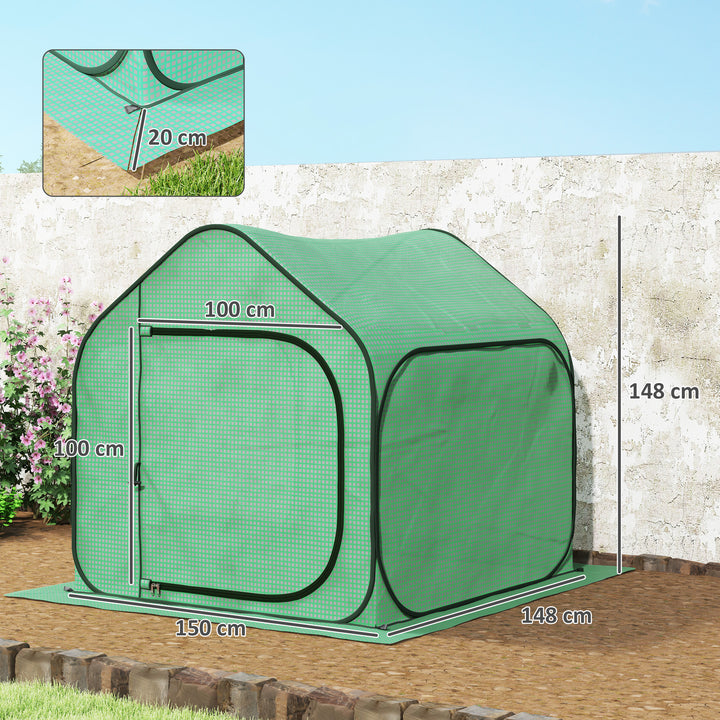 150 x 148cm Pop-Up Greenhouse - Green