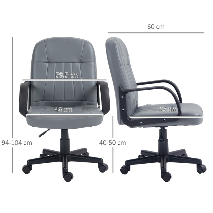 Office Chair, PU Leather Computer Desk Chair with Adjustable Height, Swivel Wheels for Home Office Work Study, Grey