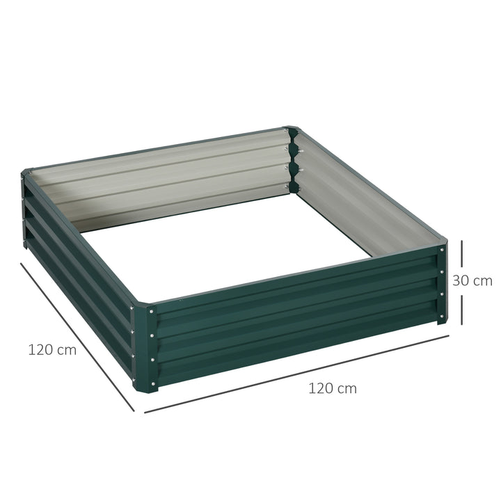 MCL Square Raised Garden Bed Box with Weatherized Steel Frame for Vegetables, Flowers, & Herbs, 120 x 120 x 30cm, Green