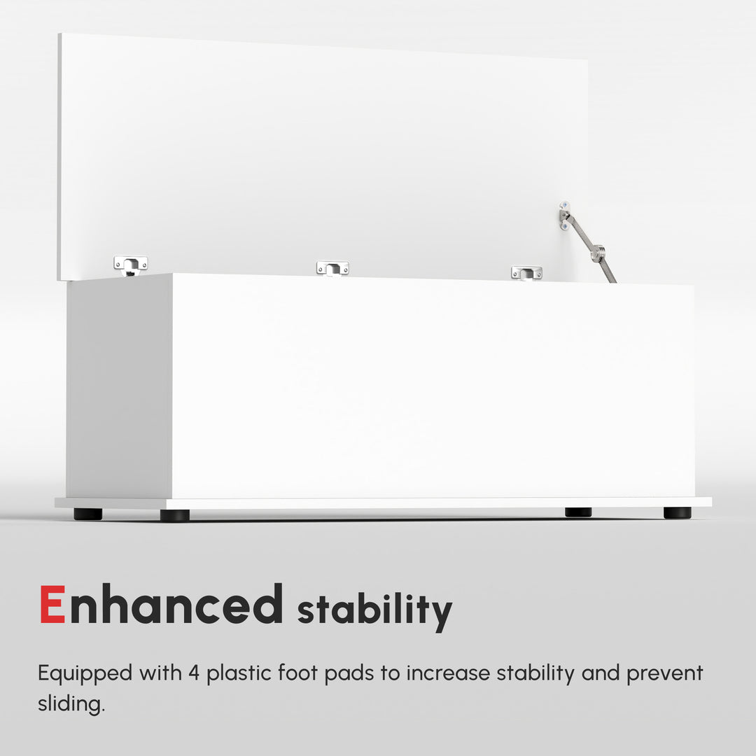 113L Storage Chest, Storage Box with Flip-Top Lid and 2 Safety Hinges, Storage Trunk for Living Room, Entryway, 100 x 40 x 40 cm, White
