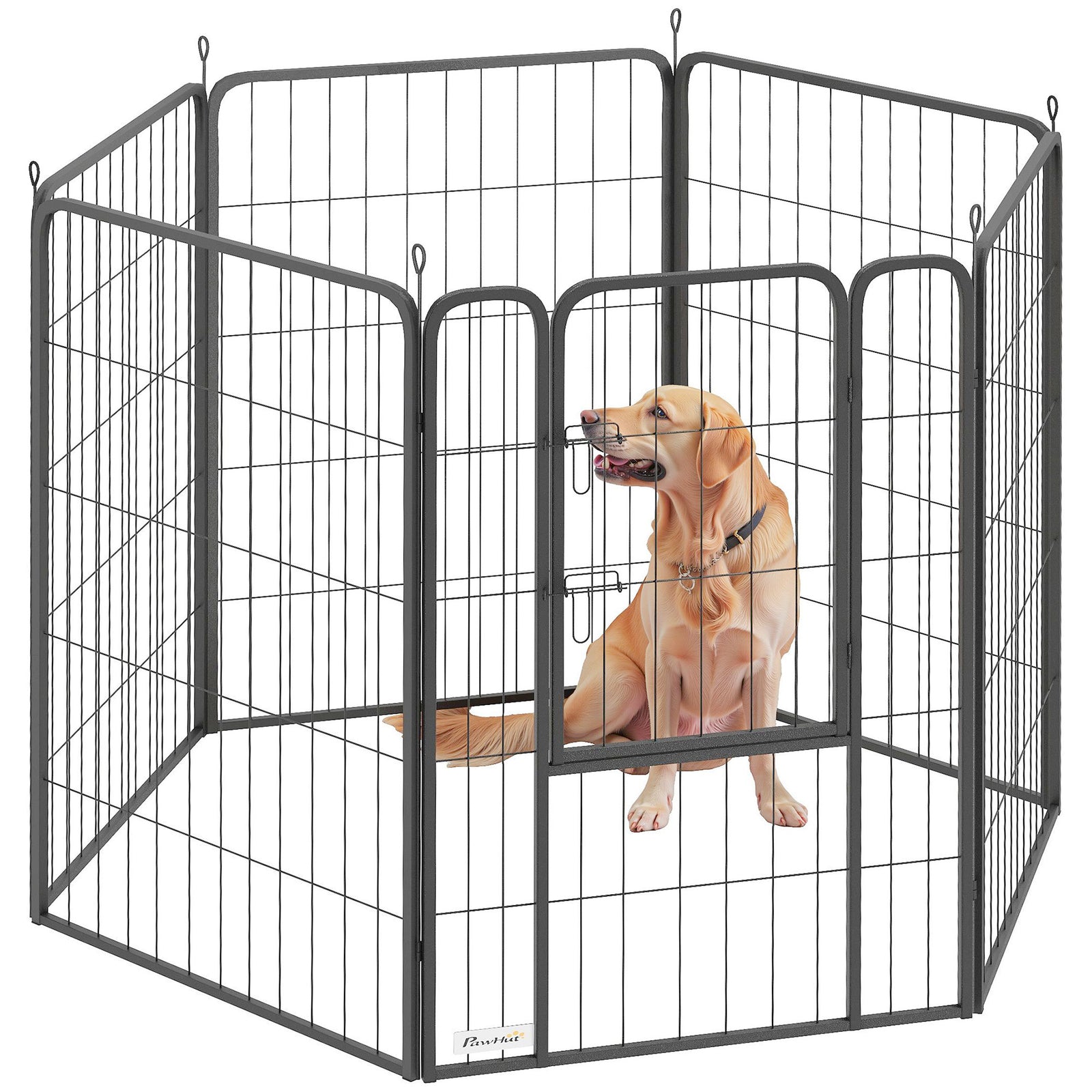6 Panels Heavy Duty Dog Playpen with Secure Door, for Indoor Outdoor, for Garden, Camping, 100cm High