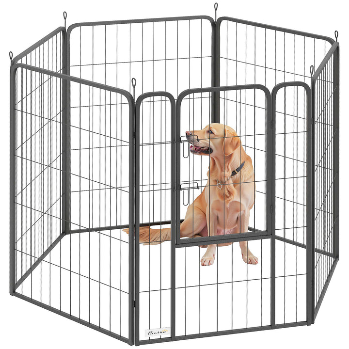 6 Panels Heavy Duty Dog Playpen with Secure Door, for Indoor Outdoor, for Garden, Camping, 100cm High