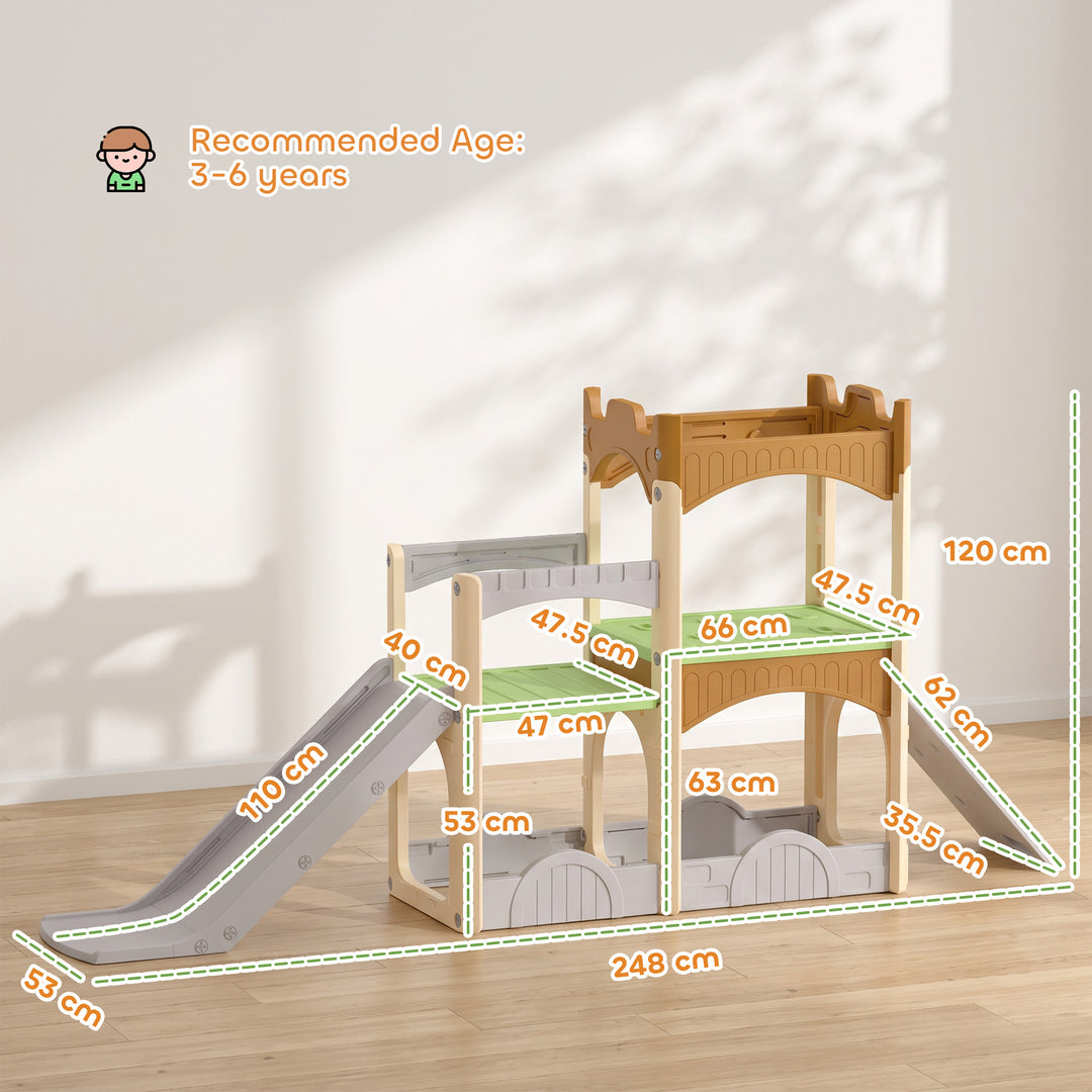 5 in 1 Kids Indoor Playset Toddler Slide with Climbing Wall Storage - view 3