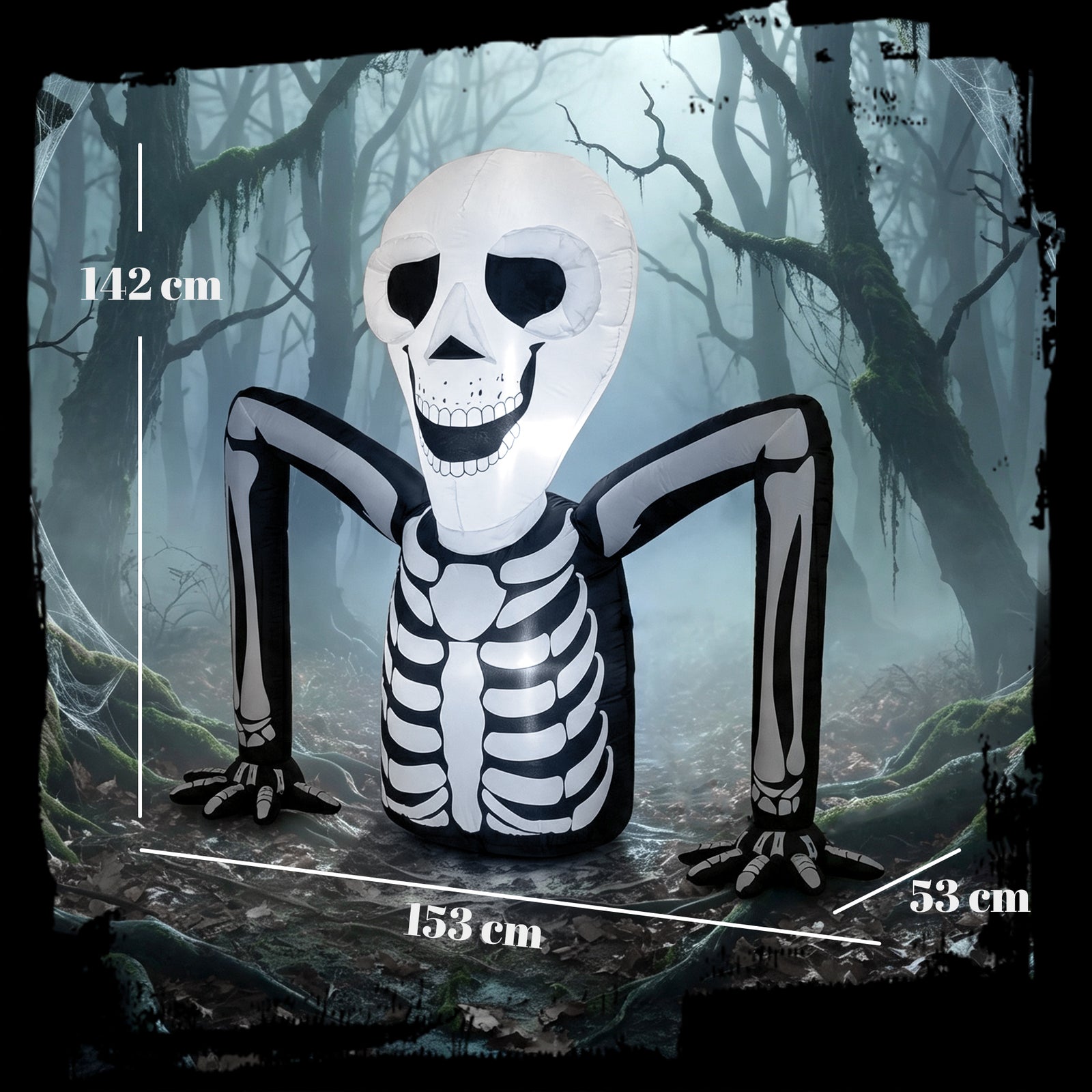Inflatable Ground Crawling Skeleton, Scary Halloween Decoration with B