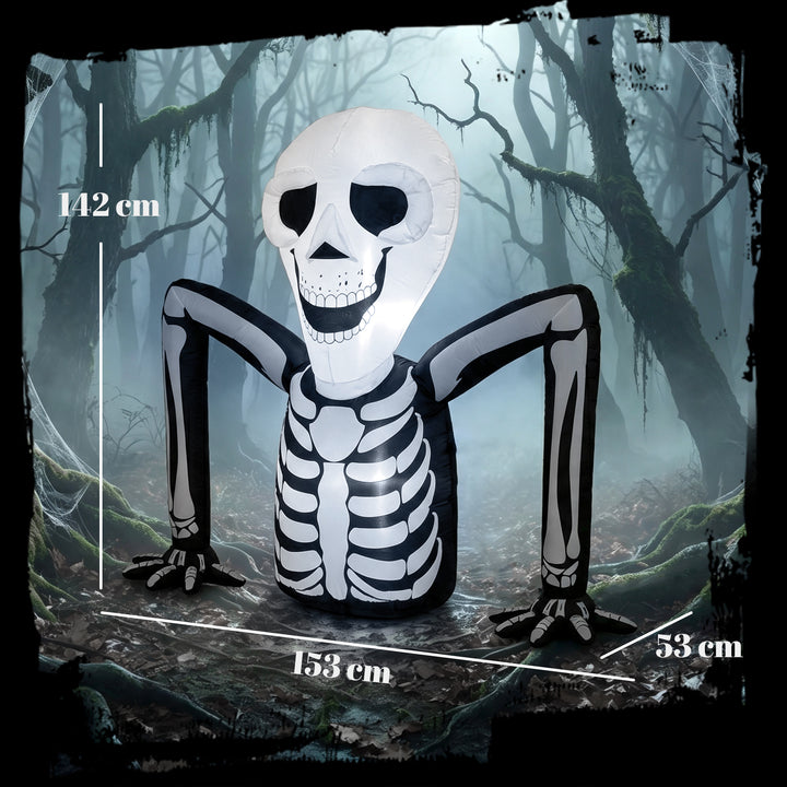 Inflatable Ground Crawling Skeleton, Scary Halloween Decoration with B