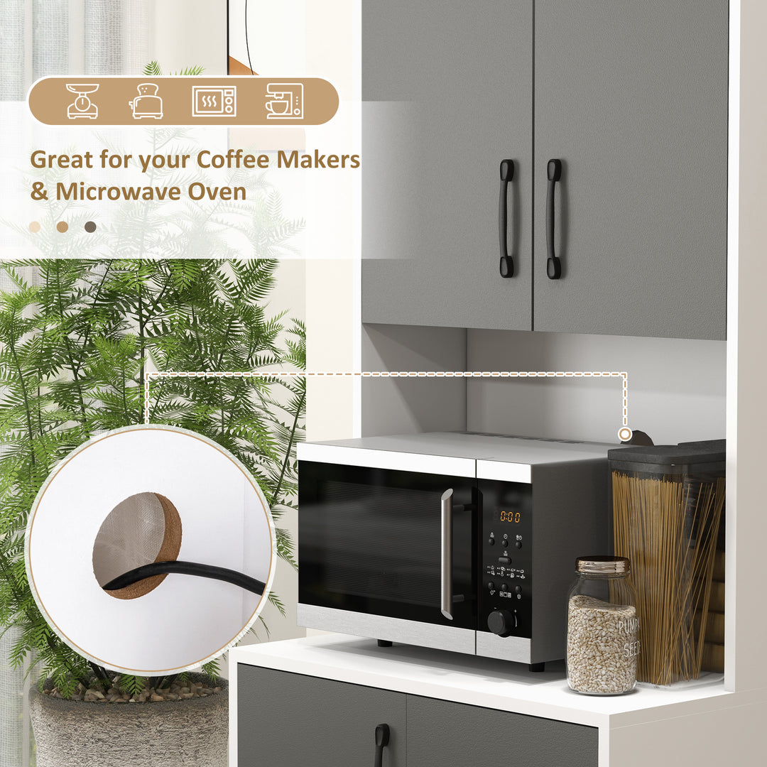 MCL Modern Kitchen Cupboard with Storage Cabinets, 3 Drawers and Open Countertop for Living Room, Grey