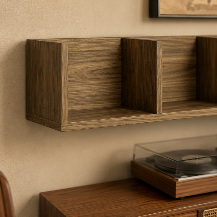 Wall Mount 84 CD / 56 DVD/Blu-ray/ Media Storage Rack 4 Cubes Wooden S