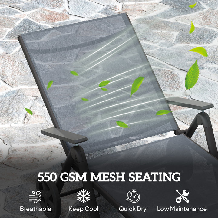 Five-Position Reclining Sun Lounger - Grey