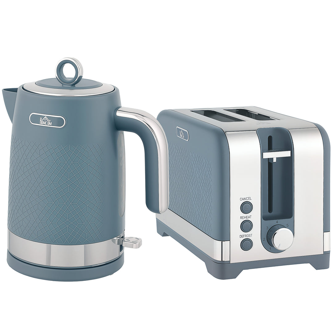 MCL Sleek Textured Kettle and Toaster Set - Blue