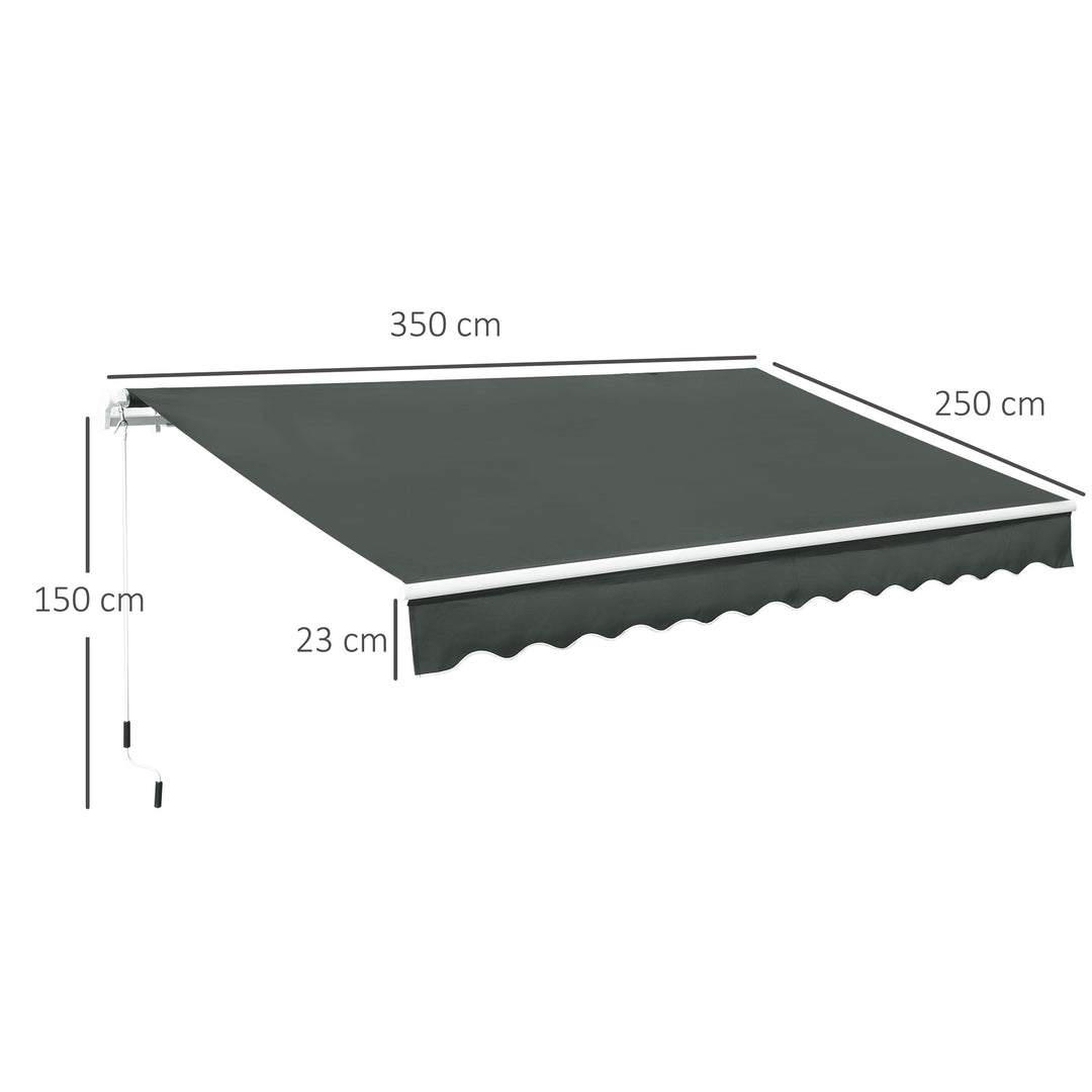 3.5M x 2.5M Manual Awning Canopy Retractable Sun Shade Shelter for Garden Patio