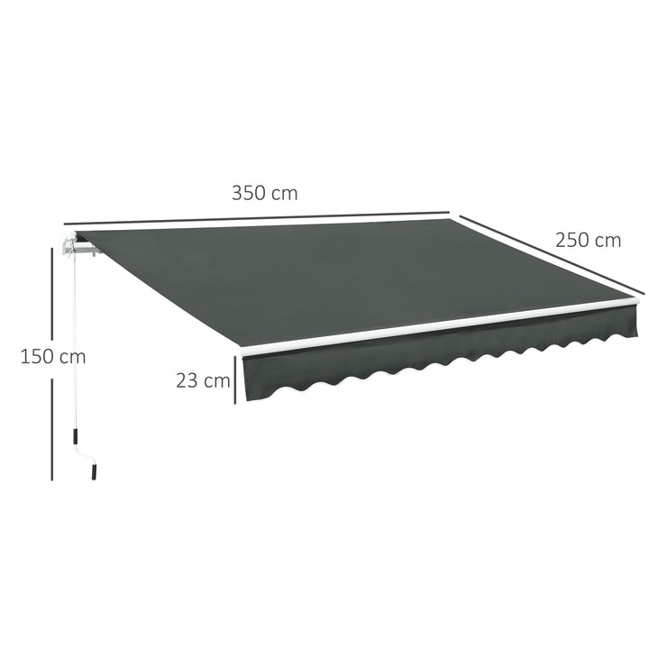 3.5M x 2.5M Manual Awning Canopy Retractable Sun Shade Shelter for Garden Patio