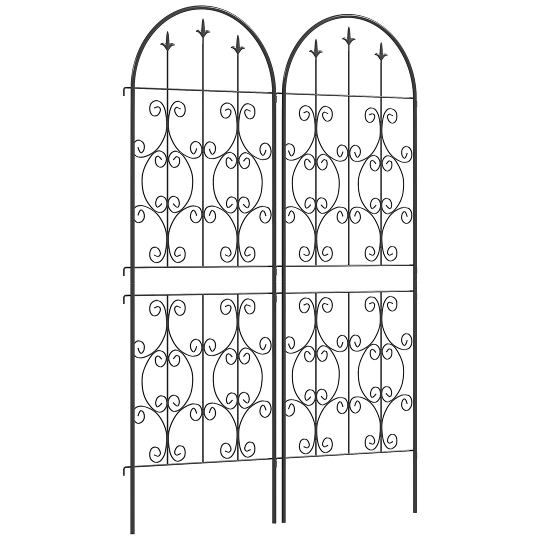 Set of 2 Metal Garden Trellis, Decorative Trellis Panels for Climbing Outdoor Plants, Vegetables, Vines, Flowers, 150 x 50 cm, Scrollwork Design