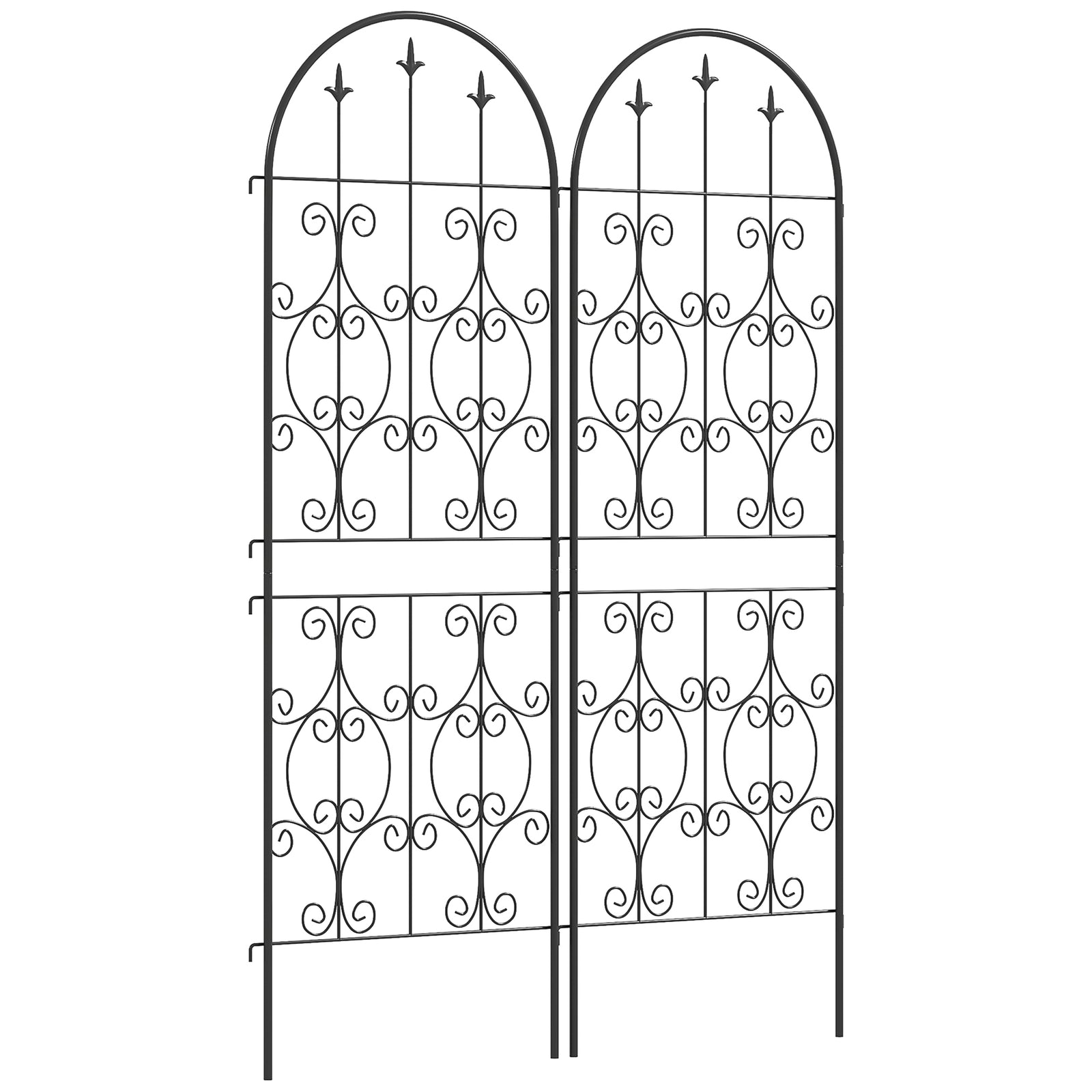 Set of 2 Metal Garden Trellis, Decorative Trellis Panels for Climbing Outdoor Plants, Vegetables, Vines, Flowers, 150 x 50 cm, Scrollwork Design