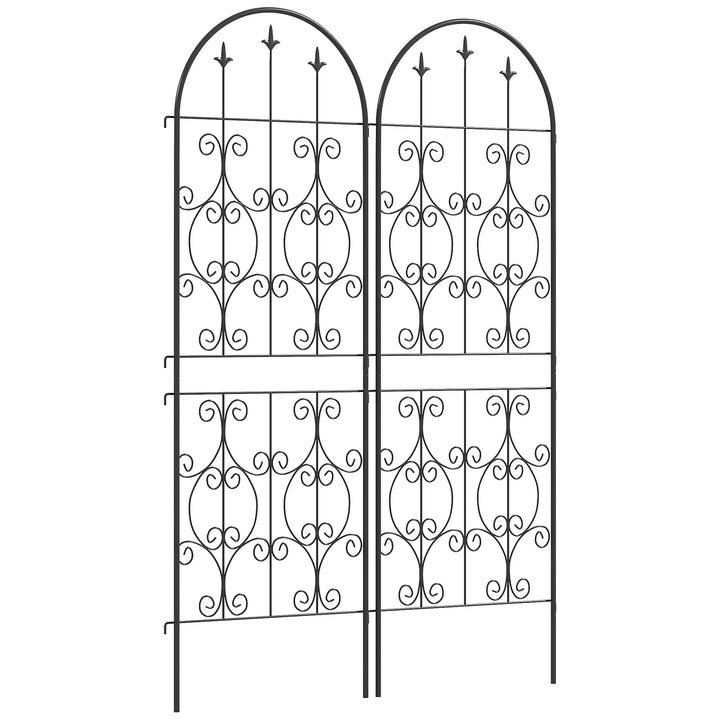 Set of 2 Metal Garden Trellis, Decorative Trellis Panels for Climbing Outdoor Plants, Vegetables, Vines, Flowers, 150 x 50 cm, Scrollwork Design