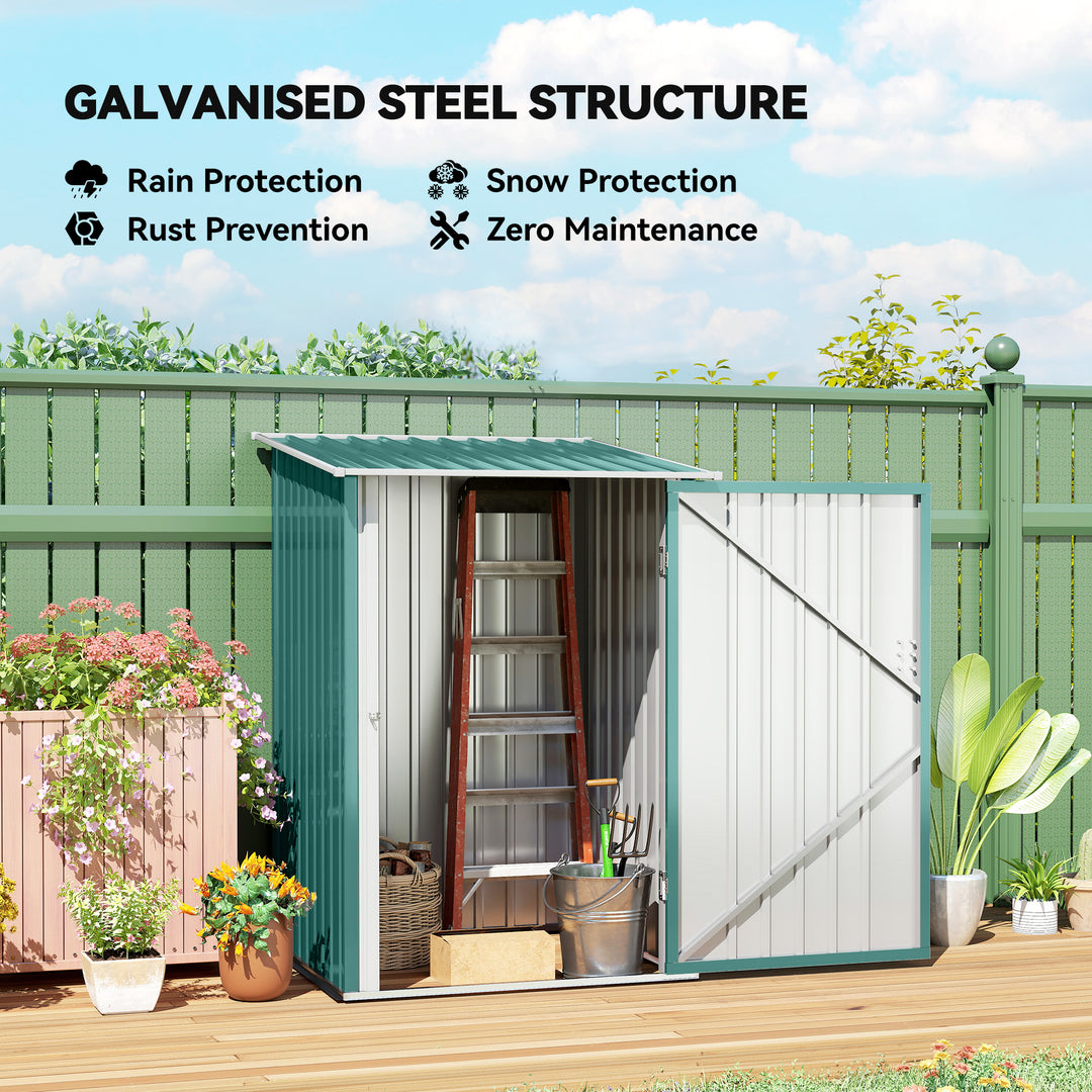 3.3 x 3.4ft Lean To Steel Garden Shed, with Locking Door - Green
