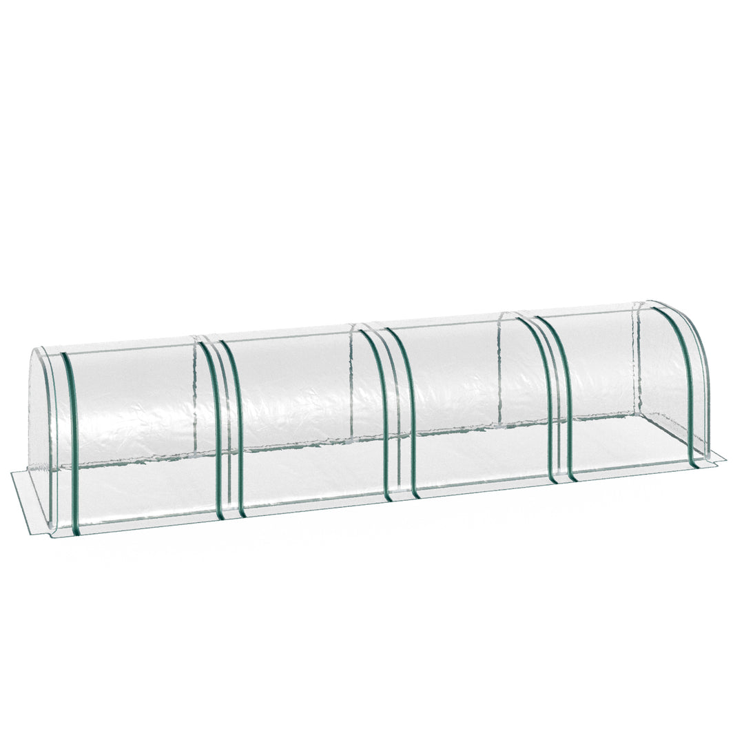 Mini Greenhouse, Small Polytunnel Green House with Zipped Doors, Steel Frame for Garden Backyard, 395 x 100 x 80cm, Clear