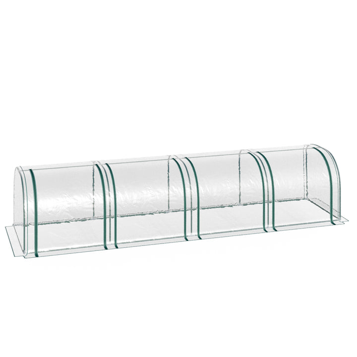 Mini Greenhouse, Small Polytunnel Green House with Zipped Doors, Steel Frame for Garden Backyard, 395 x 100 x 80cm, Clear