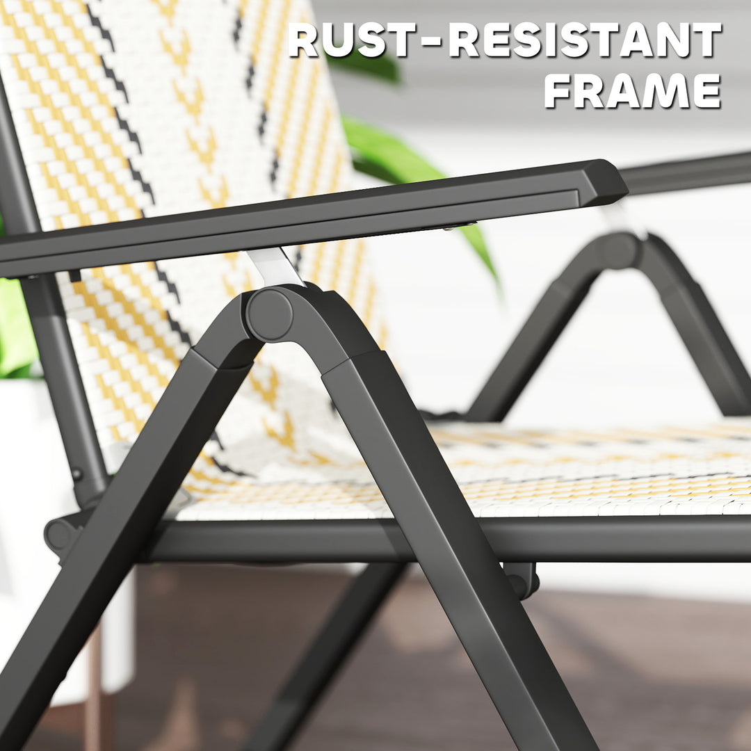 Set of Two Rattan Reclining Garden Chairs - Multicolour