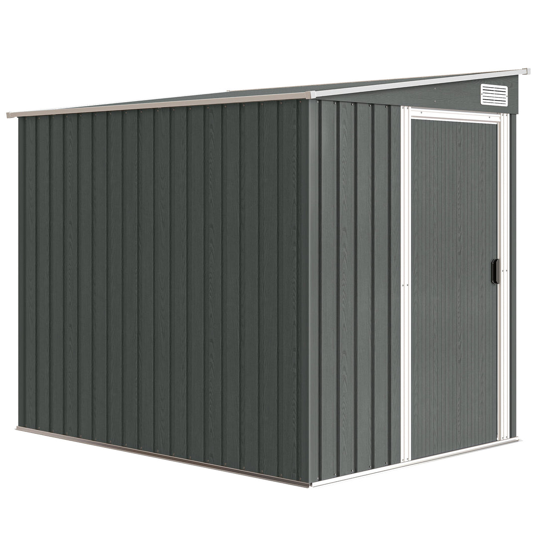 7 x 5ft Galvanised Metal Shed, with Sliding Door - Light Grey