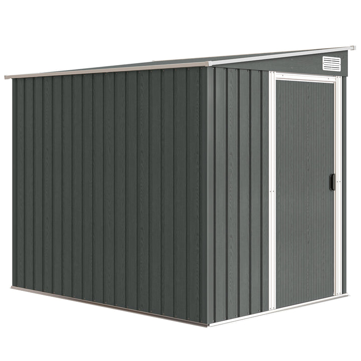 7 x 5ft Galvanised Metal Shed, with Sliding Door - Light Grey