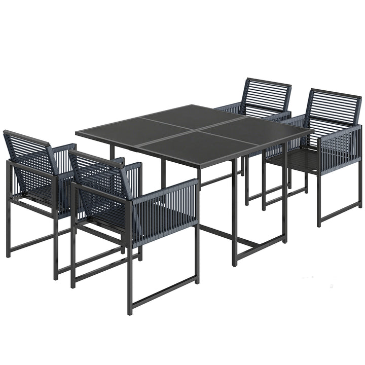 5 Pieces Garden Dining Set, Outdoor Patio Cube Set, 4 Seater Outdoor T