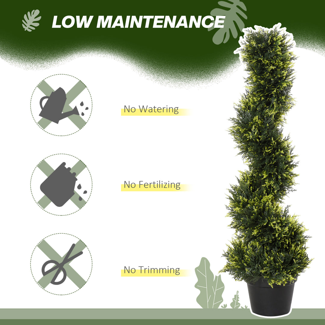 90cm/3FT Artificial Trees, Spiral Topiary Trees w/ Pot Set Of 2, Fake Indoor Greenery Plant Home Office Garden Decor Green
