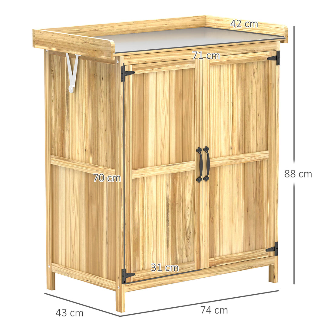 43 x 74cm Fir Wood Shed, with Metal Worktop - Natural Finish