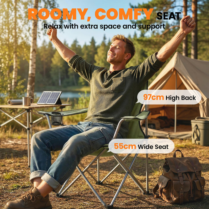 Camping Chair Set of 2 Portable Folding Outdoor Camp Chair with Cup Ho